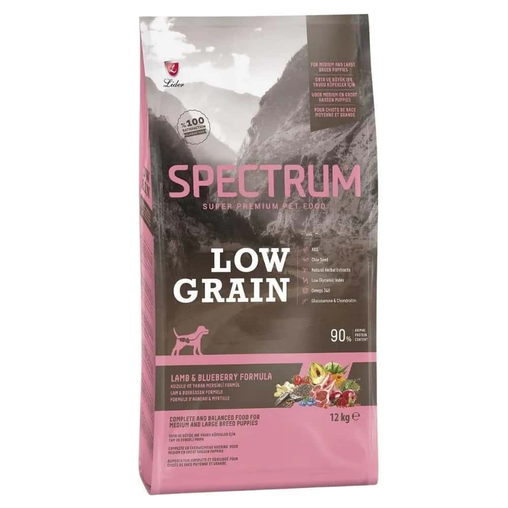 Spectrum Düşük Tahıllı Kuzulu Yaban Mersinli Orta ve Büyük Irk Yavru Köpek Maması 12 kg