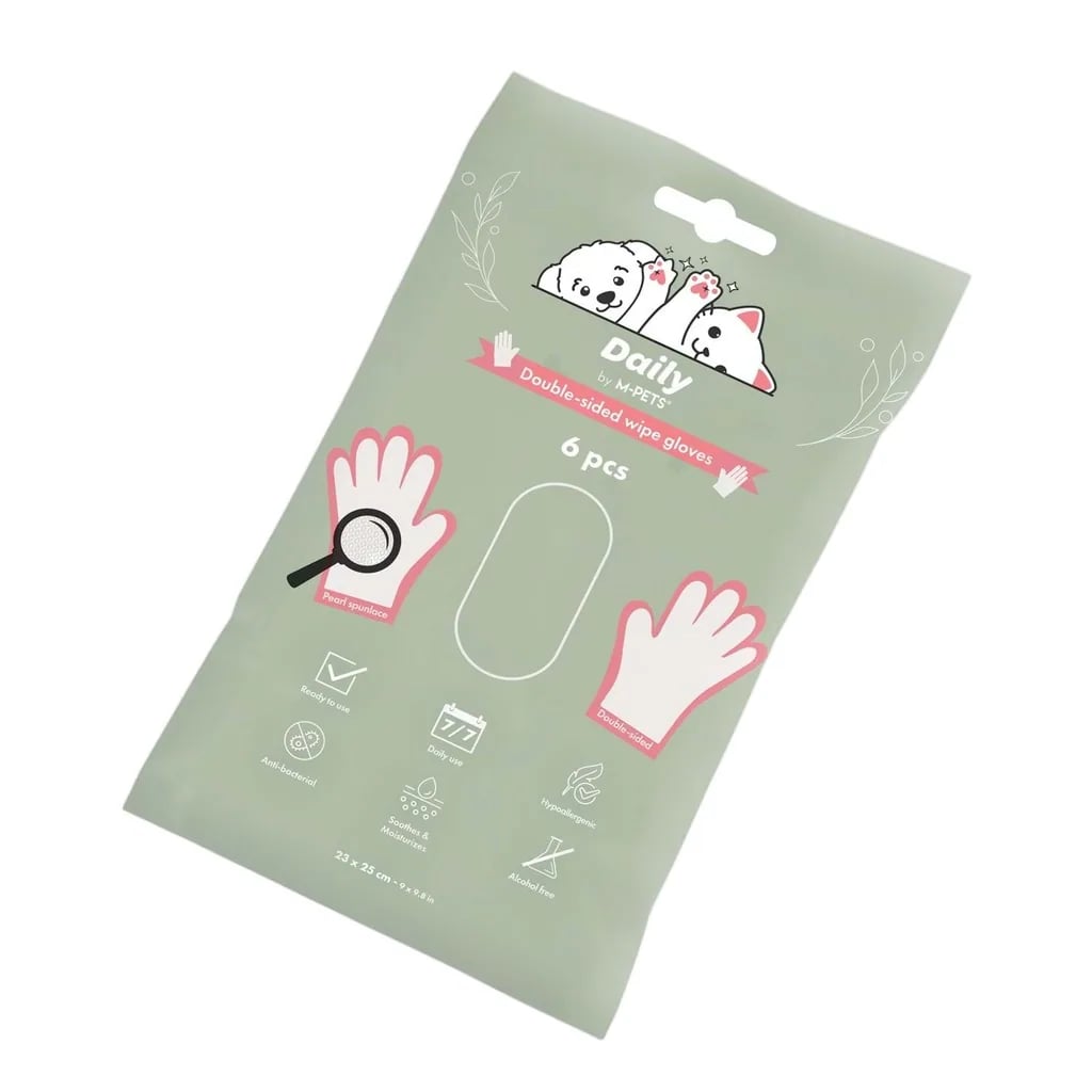 M-PETS DAİLY ÇİFT TARAFLI GÜNLÜK TEMİZLEME ELDİVENİ 6LI