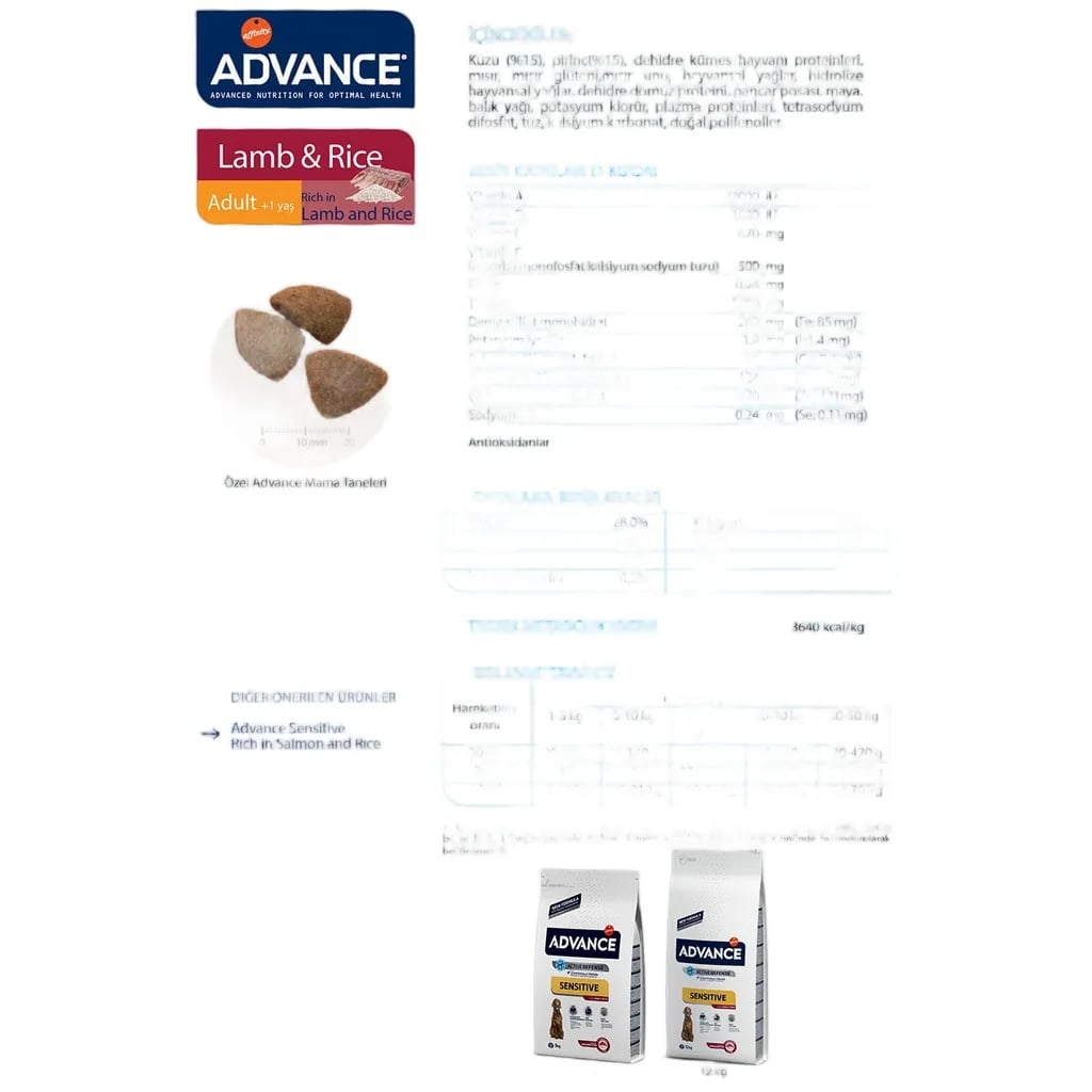 Advance Dog Sensitive Lamb & Rice 3 Kg