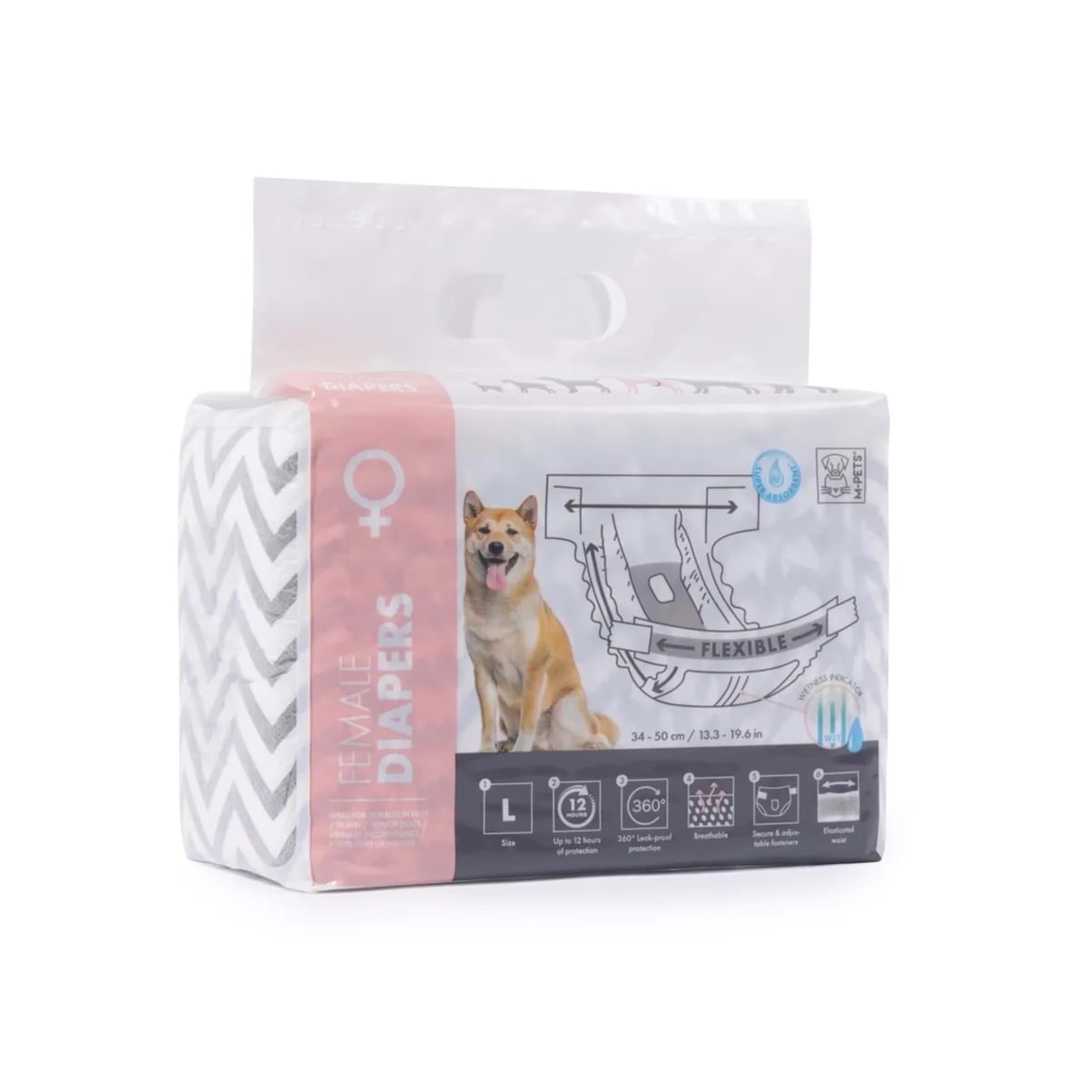 M-PETS DIAPERS DİŞİ KÖPEKLER İÇİN KÜLOT (L) 10LU