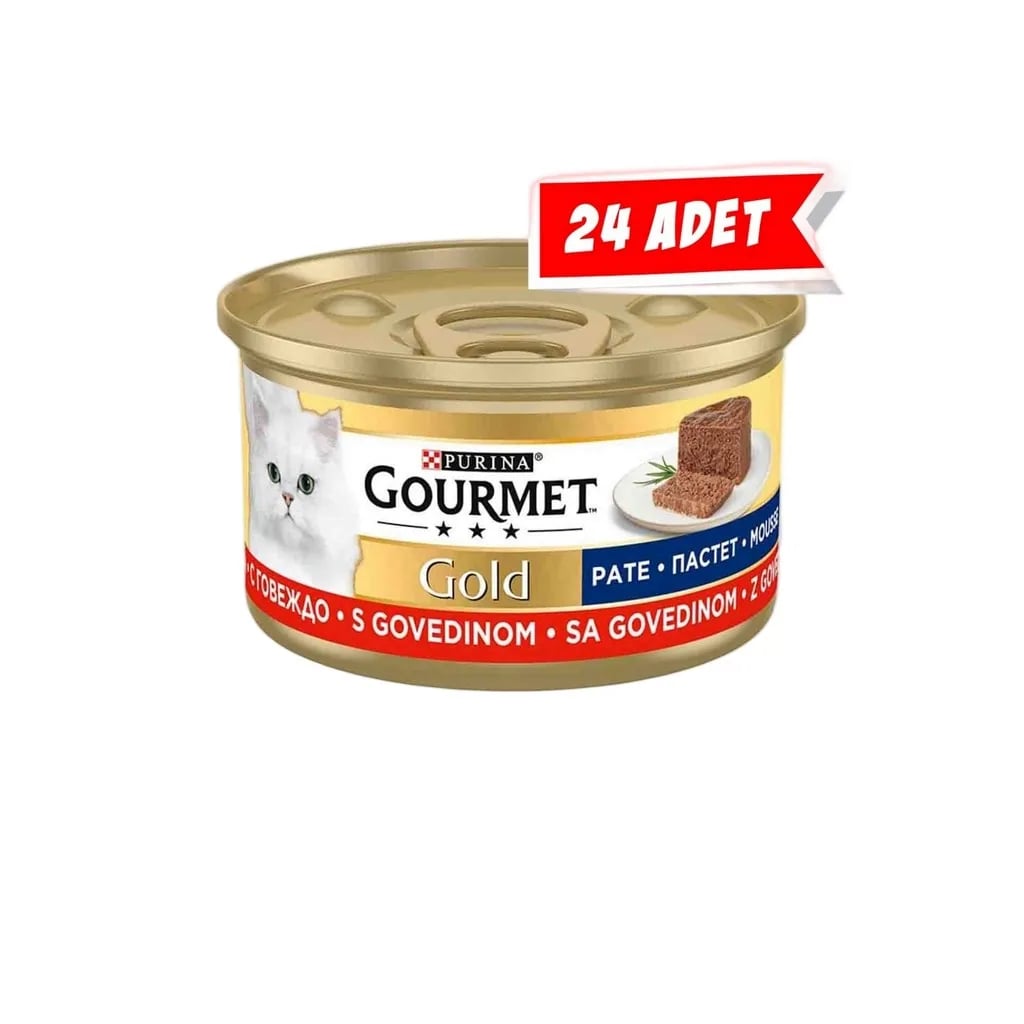Gourmet Gold Kıyılmış Sığır Etli Yetişkin Kedi Konservesi 24x85gr 24lü