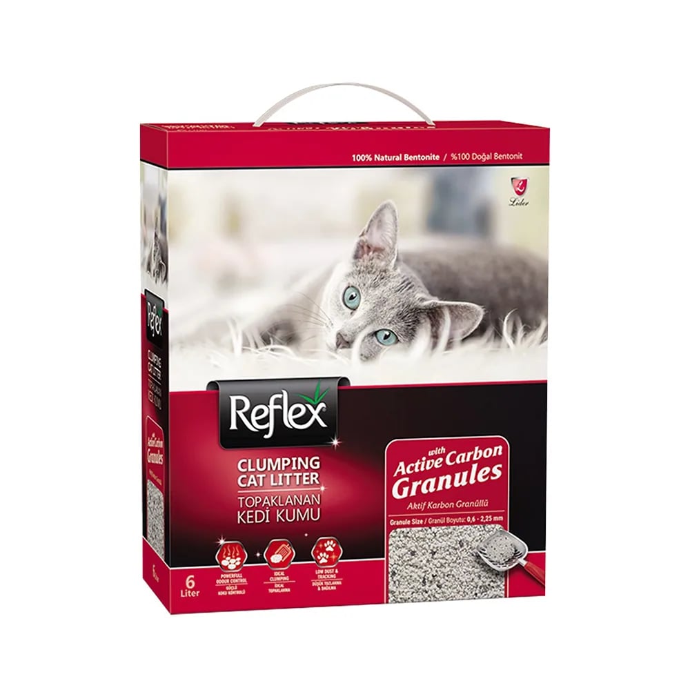 Reflex Topaklanan Granül Aktif Karbonlu İnce Taneli Kedi Kumu (6 L)