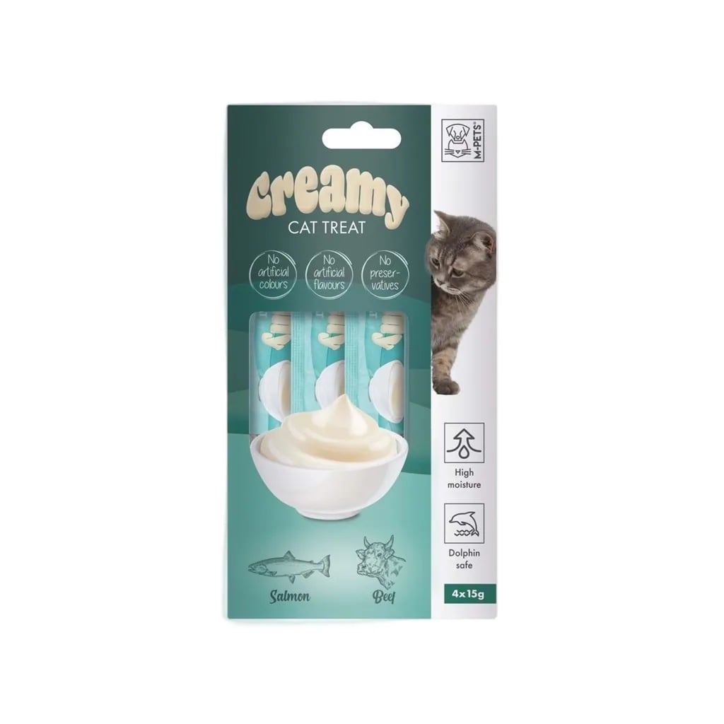 M-PETS CREAMY SOMON BALIKLI BİFTEKLİ KEDİ ÖDÜLÜ 4X15GR X 10