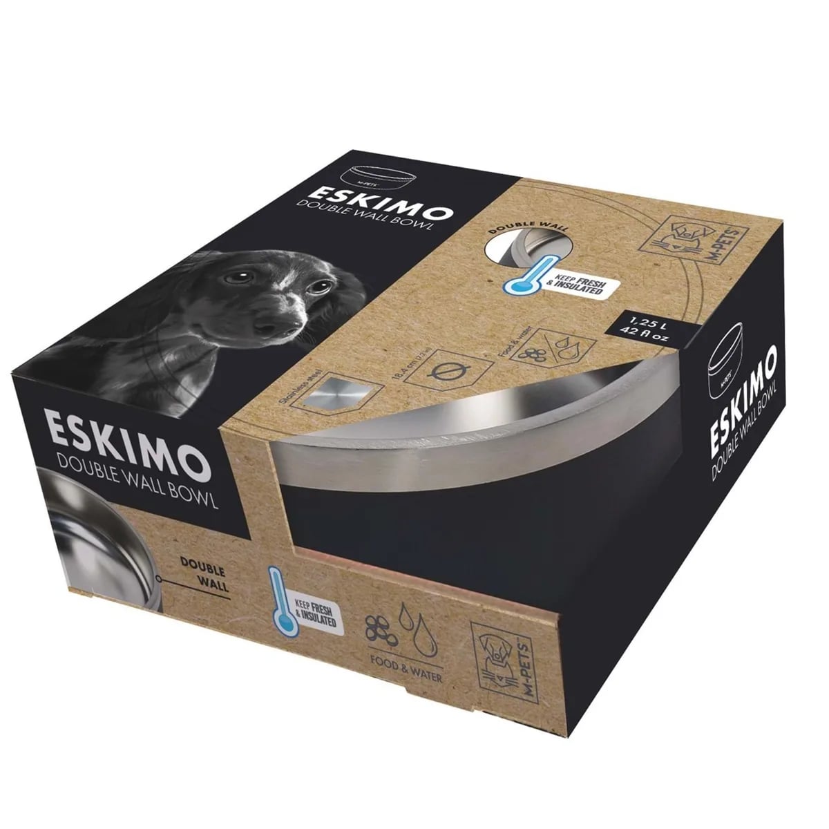 M-PETS ESKIMO ÇİFT CİDARLI MAMA KABI 1.25L BLACK