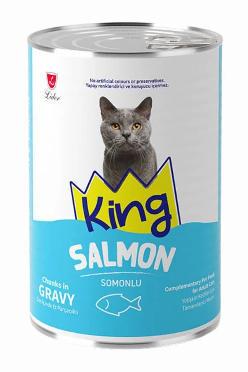 King Sos İçerisinde Et Parçacıklı Somonlu Kedi Konservesi 400gr