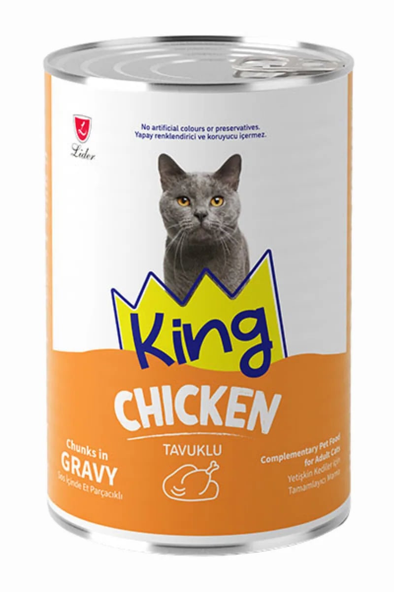 King Sos İçerisinde Et Parçacıklı Tavuklu Kedi Konservesi 400gr