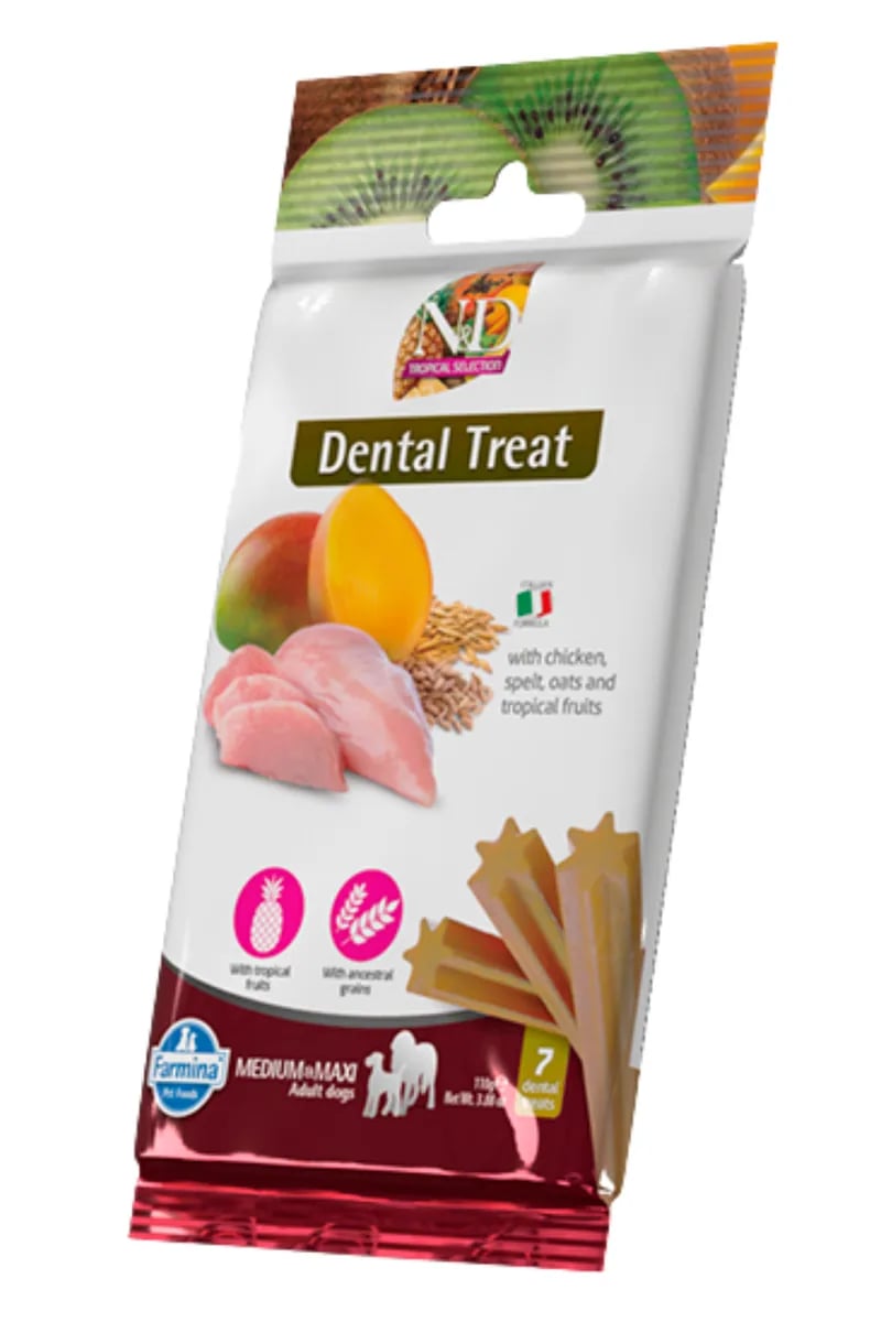 N&D Treat Dental Tropikal Tavuklu Orta ve Büyük Irk Köpek Ödülü 110gr (7 Adet)