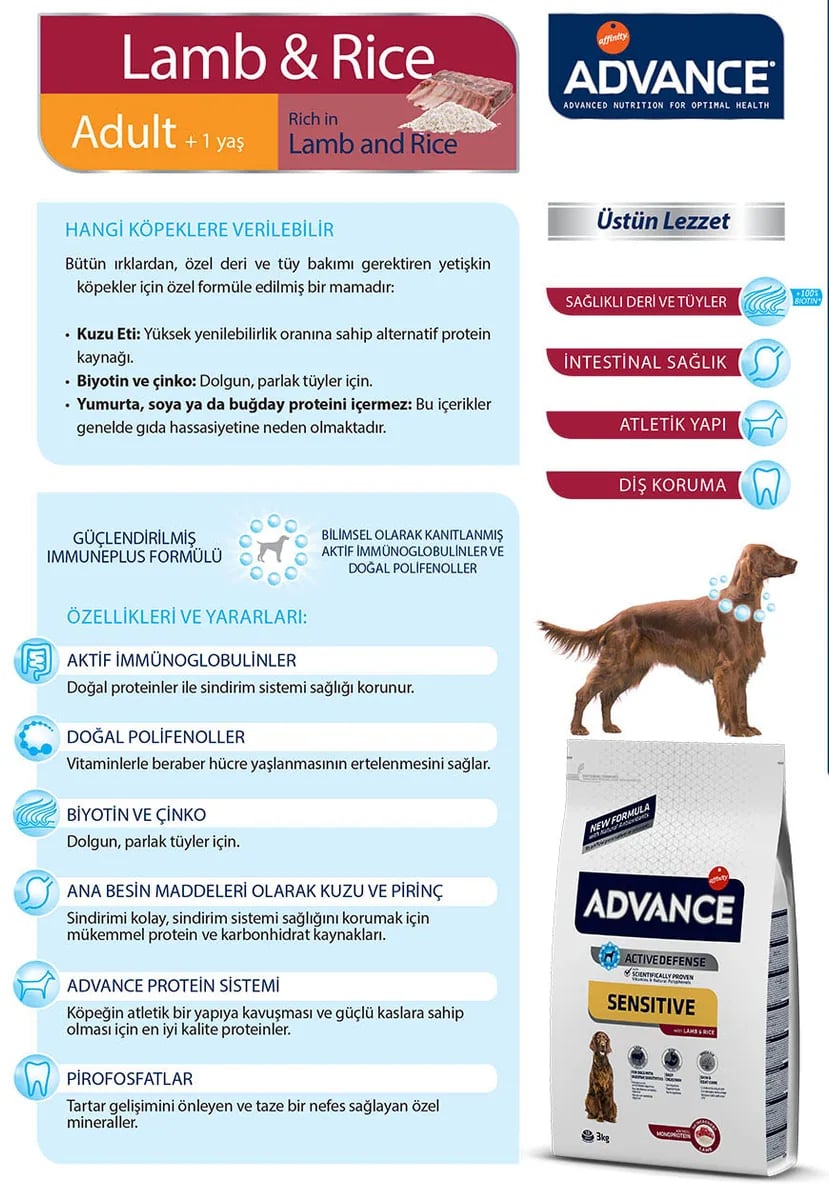 Advance Dog Sensıtıve Lamb & Rıce 12 Kg