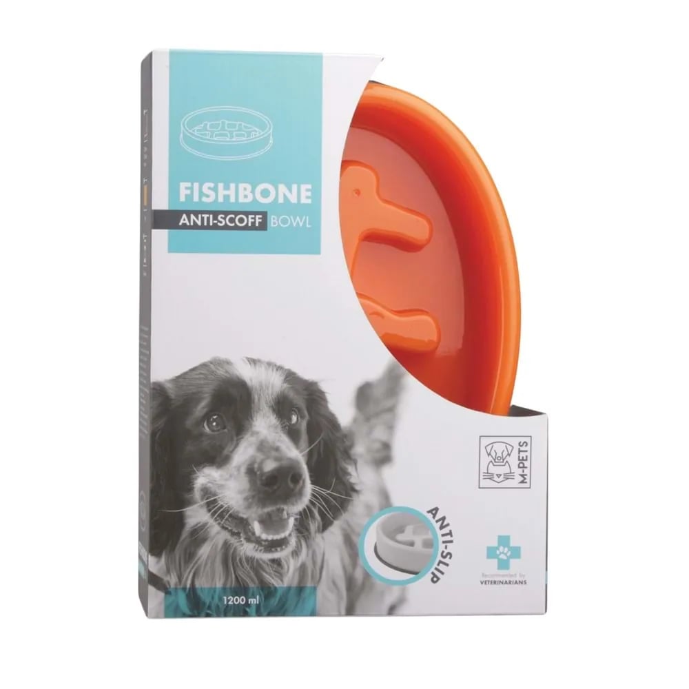 M-PETS FISHBONE YAVAŞ YEME MAMA KABI 1200ML ORANGE