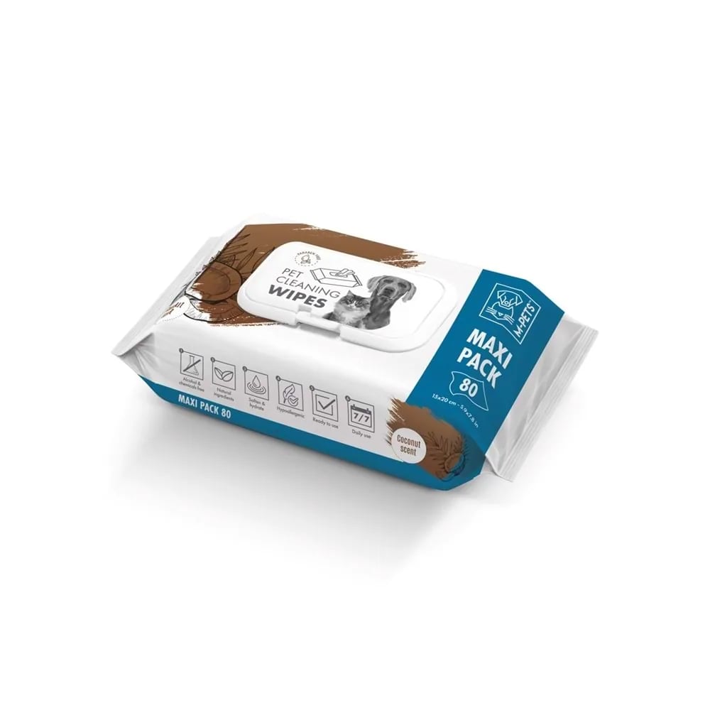 M-PETS COCONUTLU KEDİ ve KÖPEKLER İÇİN TEMİZLİK MENDİLİ 80Lİ