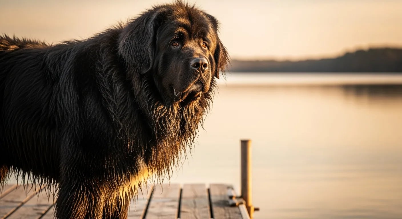 Newfoundland — yogun siyah tüylü, su asigi nazik dev köpek