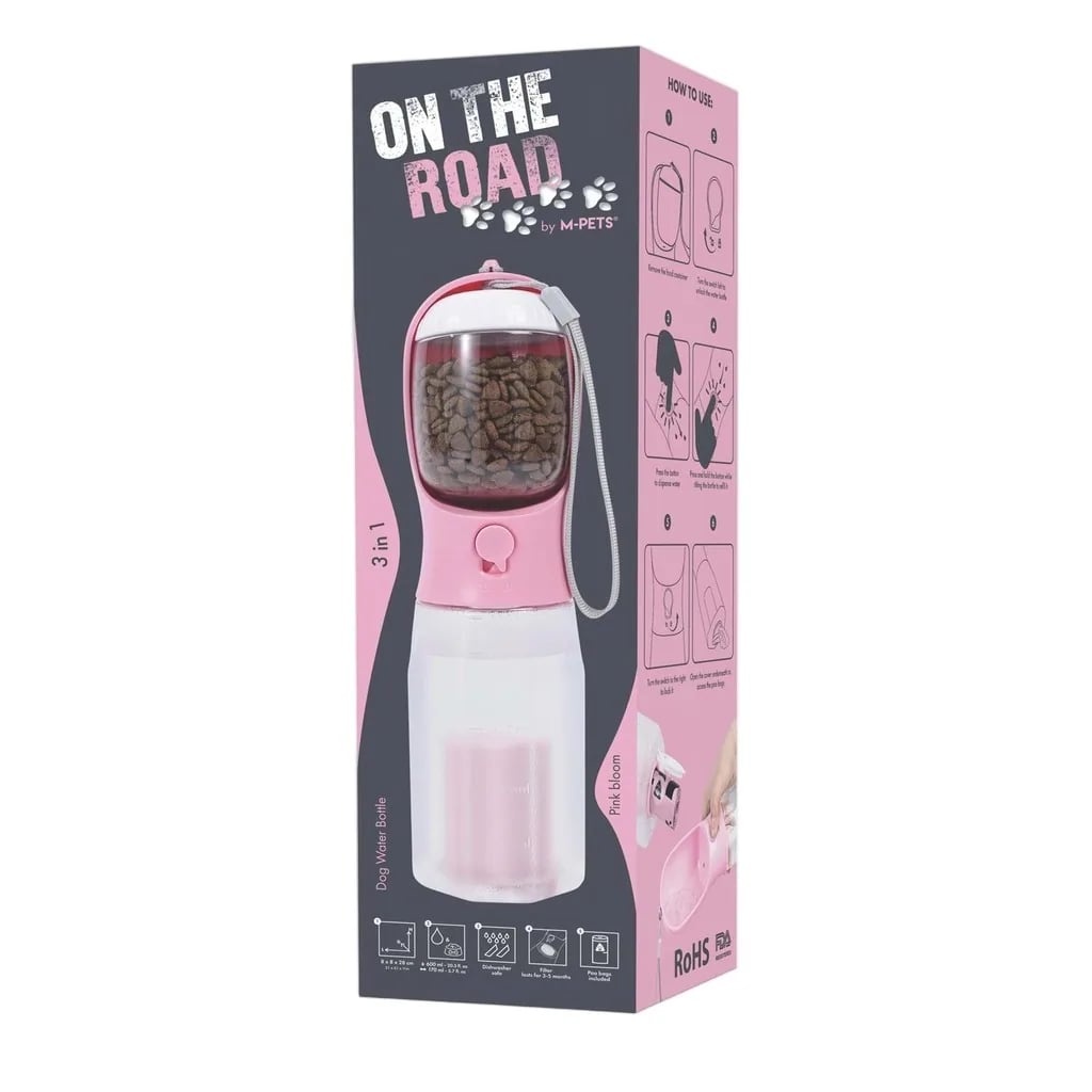 M-PETS ON THE ROAD 3İN1 KÖPEK SEYAHAT SULUĞU 600ML PİNK
