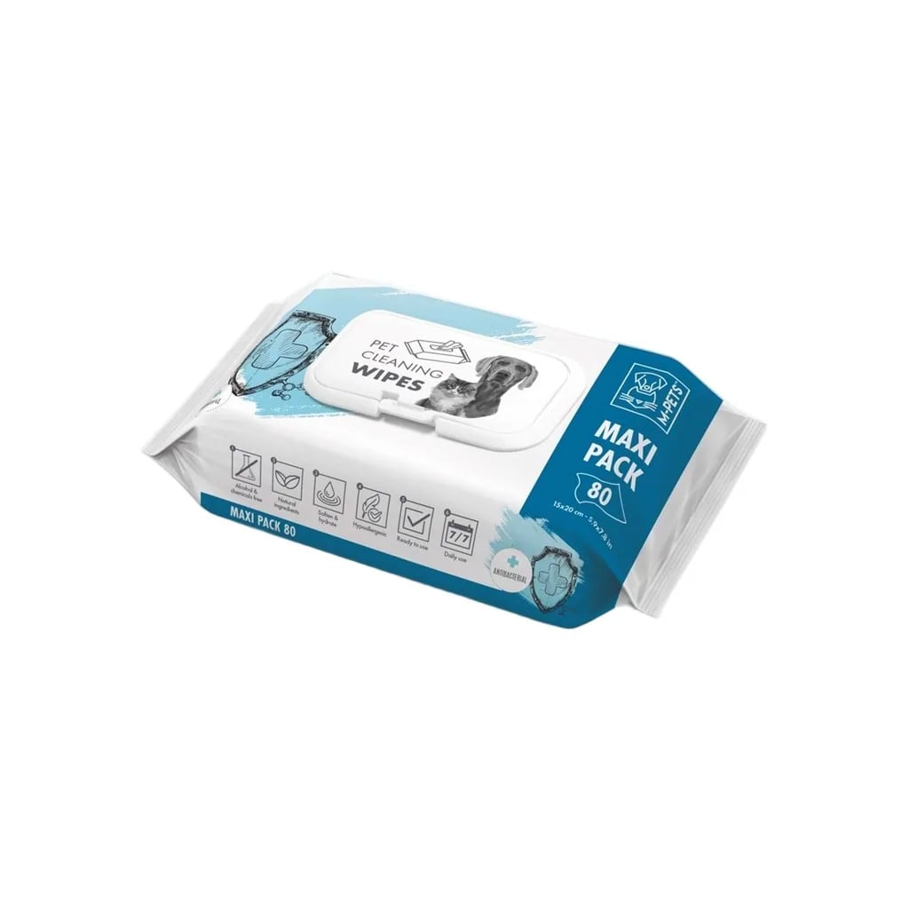 M-PETS ANTIBACTERIAL KEDİ ve KÖPEKLER İÇİN TEMİZLEME MENDİLİ 80Lİ